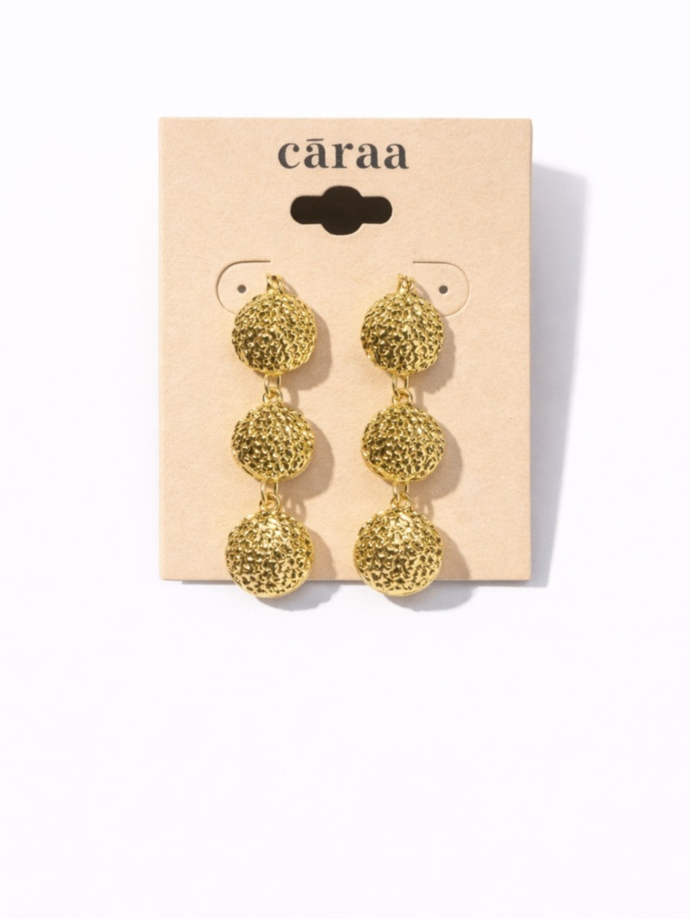 Caraa Gold Textured Dangle Earrings